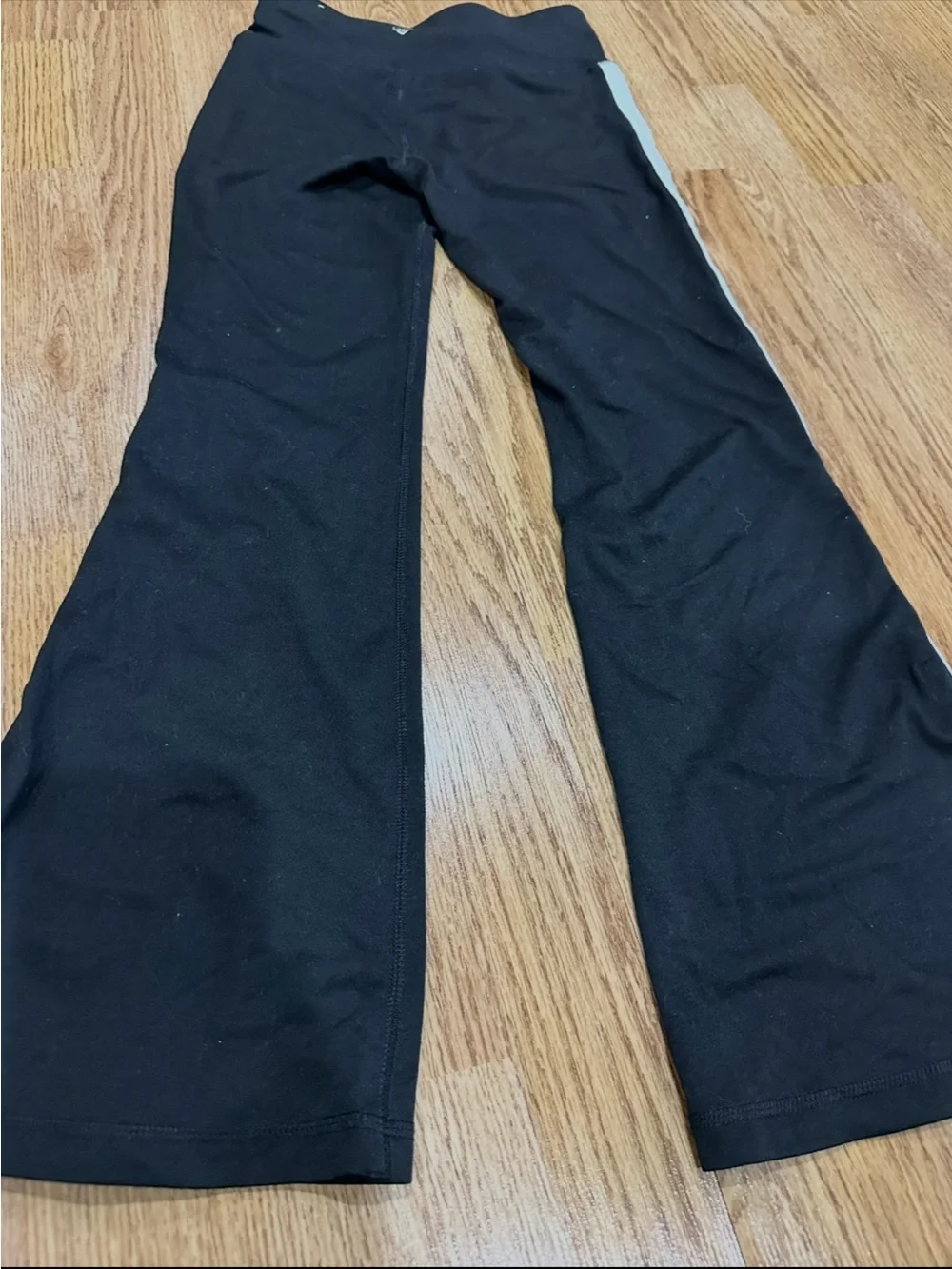 Justice girls kids black wide leg bottoms pants white stripe size 10